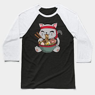 Cute Anime Ramen Cat - Otaku T-Shirt Baseball T-Shirt